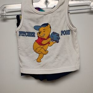 Disney White Kids Tank Top with Pooh Graphic